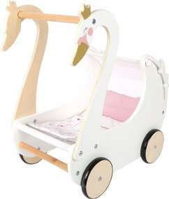 Small foot 12283 - Puppenwagen Schwan, Holz, weiß, Griffhöhe: 50cm