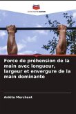 Force de préhension de la main avec longueur, largeur et envergure de la main dominante