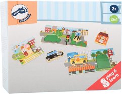 Small foot 10794 - Storypuzzle Stadt, 2in1 Greifpuzzle, Holz, play&learn