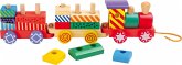 Small foot 3498 - Holzzug Steckspiel Kunterbunt, Holz-Eisenbahn, 16-teilig, play&learn