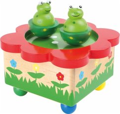Small foot 7541 - Spieluhr Froschteich, Melodie: Merrily we roll along, Holz, 12x12x7cm