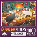 Asmodee EXKD0031 - Exploding Kittens Puzzle, Cats Playing Chess, 1000 Teile