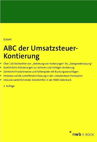 ABC der Umsatzsteuer-Kontierung (eBook, PDF) ABC der Umsatzsteuer-Kontierung (eBook, PDF)