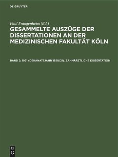 Cover 1921 (Dekanatsjahr 1920/21). Zahnärztliche Dissertation
