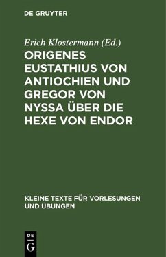 Cover Origenes Eustathius von Antiochien und Gregor von Nyssa über die Hexe von Endor (eBook, PDF)