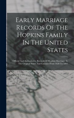 Cover Early Marriage Records Of The Hopkins Family In The United States