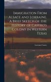 Immigration From Alsace and Lorraine. A Brief Sketch of the History of Castro's Colony in Western Texas