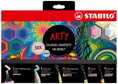 Stifte-Set – STABILO ARTY Creative Set Pastel – 50er Pack – Textmarker, Multitalentstifte, Aquarell-Buntstifte, Fineliner & Premium-Filzstifte