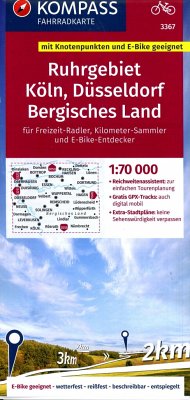 Cover KOMPASS Fahrradkarte 3367 Ruhrgebiet, Köln, Düsseldorf, Bergisches Land mit Knotenpunkten 1:70.000