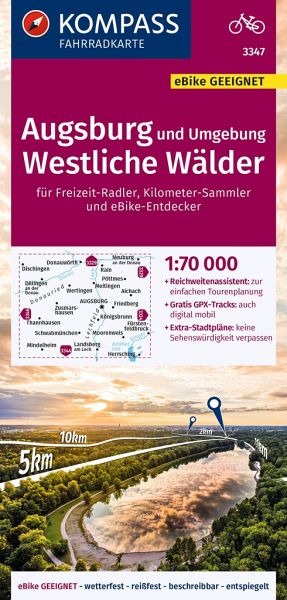KOMPASS Fahrradkarte 3347 Augsburg und Umgebung, Westliche Wälder 1:70.000 KOMPASS Fahrradkarte 3347 Augsburg und Umgebung, Westliche Wälder 1:70.000