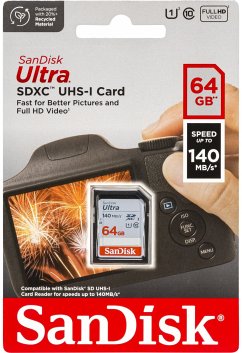 SanDisk Ultra SDXC UHS-I 64GB 140MB/s SDSDUNB-064G-GN6IN