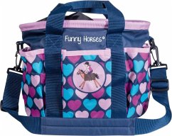 Putztasche -Funny Horses Hearts- dunkelblau