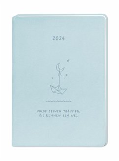 Cover Terminplaner Lederlook 2024 Hellblau