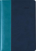 Buchkalender Premium Water türkis-blau 2024 - Büro-Kalender A5 - Cheftimer - 1 Tag 1 Seite - 416 Seiten - Tucson-Einband - Alpha Edition
