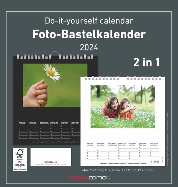 FotoBastelkalender 2024 2 in 1 schwarz und weiss Do it yourself