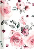 Buchkalender Style Roses 2024 - Büro-Kalender A5 - Cheftimer - 1 Tag 1 Seite - 352 Seiten - Rose - Alpha Edition