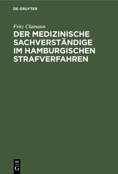 Cover Der medizinische Sachverständige im hamburgischen Strafverfahren (eBook, PDF)