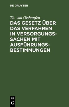 Cover Das Gesetz über das Verfahren in Versorgungssachen mit Ausführungsbestimmungen (eBook, PDF)