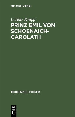 Prinz Emil von Schoenaich-Carolath (eBook, PDF) - Krapp, Lorenz