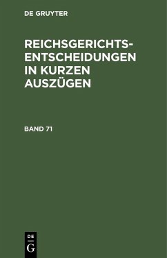 Cover Reichsgerichts-Entscheidungen in kurzen Auszügen / Strafsachen. Band 71 (eBook, PDF)
