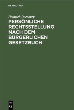 Cover Persönliche Rechtsstellung nach dem Bürgerlichen Gesetzbuch (eBook, PDF)
