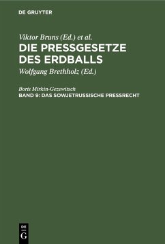 Das sowjetrussische Preßrecht (eBook, PDF) - Mirkin-Gezewitsch, Boris