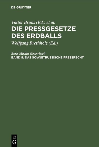 Das sowjetrussische Preßrecht (eBook, PDF)