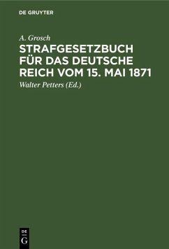 Cover Strafgesetzbuch für das Deutsche Reich vom 15. Mai 1871 (eBook, PDF)