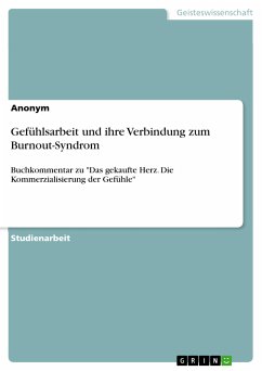 Gefühlsarbeit und ihre Verbindung zum Burnout-Syndrom (eBook, PDF)