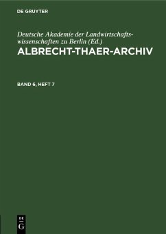 Cover Albrecht-Thaer-Archiv. Band 6, Heft 7 (eBook, PDF)
