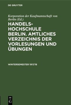 Wintersemester 1917/18 (eBook, PDF)