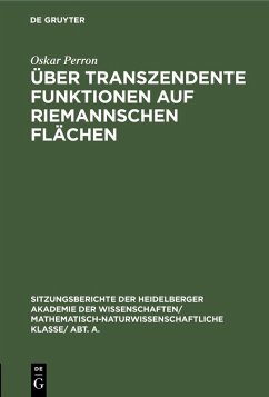 Über transzendente Funktionen auf Riemannschen Flächen (eBook, PDF) - Perron, Oskar