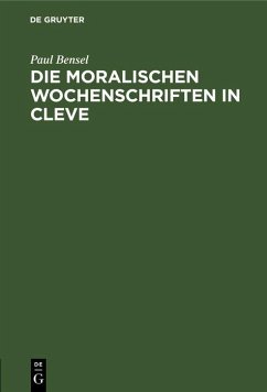 Cover Die moralischen Wochenschriften in Cleve (eBook, PDF)
