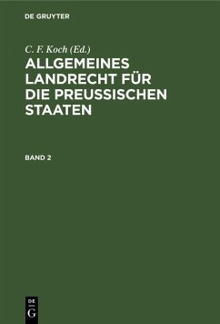 Cover Allgemeines Landrecht für die Preußischen Staaten. Band 2 (eBook, PDF)