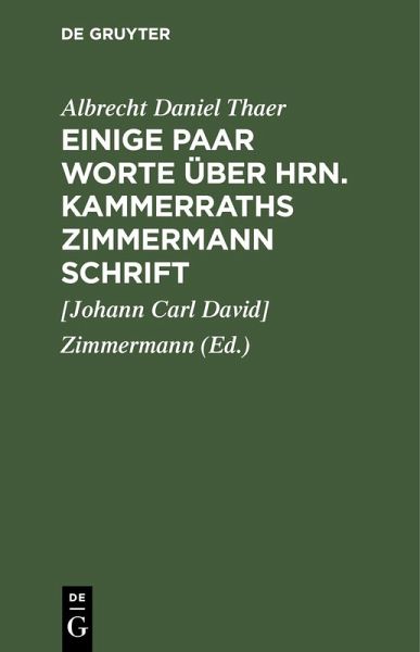 Einige Paar Worte über Hrn. Kammerraths Zimmermann Schrift (eBook, PDF)