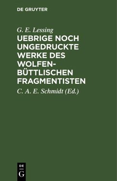 Cover Uebrige noch ungedruckte Werke des Wolfenbüttlischen Fragmentisten (eBook, PDF)