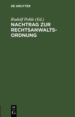 Cover Nachtrag zur Rechtsanwaltsordnung (eBook, PDF)