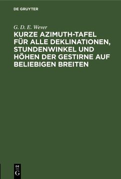 Cover Kurze Azimuth-Tafel für alle Deklinationen, Stundenwinkel und Höhen der Gestirne auf beliebigen Breiten (eBook, PDF)