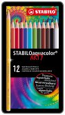 Aquarell-Buntstift - STABILO aquacolor - ARTY - 12er Metalletui - mit 12 verschiedenen Farben