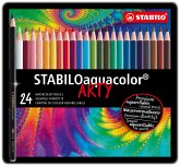 Aquarell-Buntstift - STABILO aquacolor - ARTY - 24er Metalletui - mit 24 verschiedenen Farben