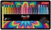 Premium-Filzstift - STABILO Pen 68 - ARTY - 40er Metalletui - mit 40 verschiedenen Farben