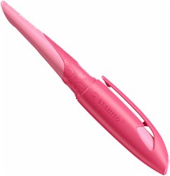 Ergonomischer Schulfüller für Linkshänder mit Anfänger-Feder A - STABILO EASYbirdy 3D Wildlife in rosa - inkl. Patrone - blau (löschbar)