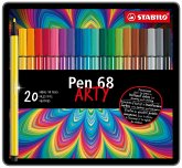 Premium-Filzstift - STABILO Pen 68 - ARTY - 20er Metalletui - mit 20 verschiedenen Farben