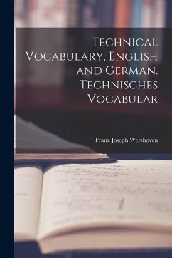 Cover Technical Vocabulary, English and German. Technisches Vocabular