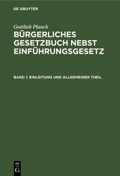 Einleitung und Allgemeiner Theil (eBook, PDF) - Planck, Gottlieb