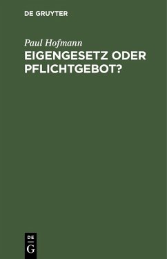 Cover Eigengesetz oder Pflichtgebot? (eBook, PDF)