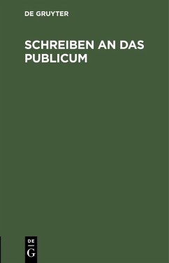 Cover Schreiben an das Publicum (eBook, PDF)