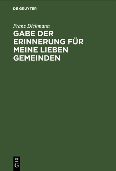 Gabe der Erinnerung für meine lieben Gemeinden (eBook, PDF)