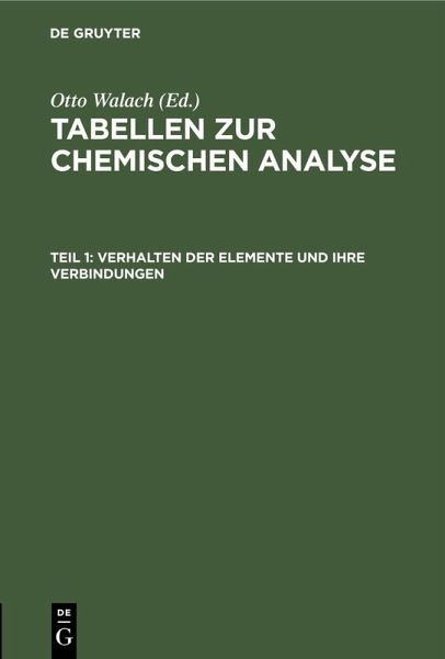 Verhalten der Elemente und ihre Verbindungen (eBook, PDF)
