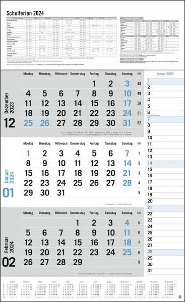 3-Monats-Planer 2024 mit Klappfälzel mit Ferienterminen. Praktischer  Wandplaner … - Kalender portofrei bestellen